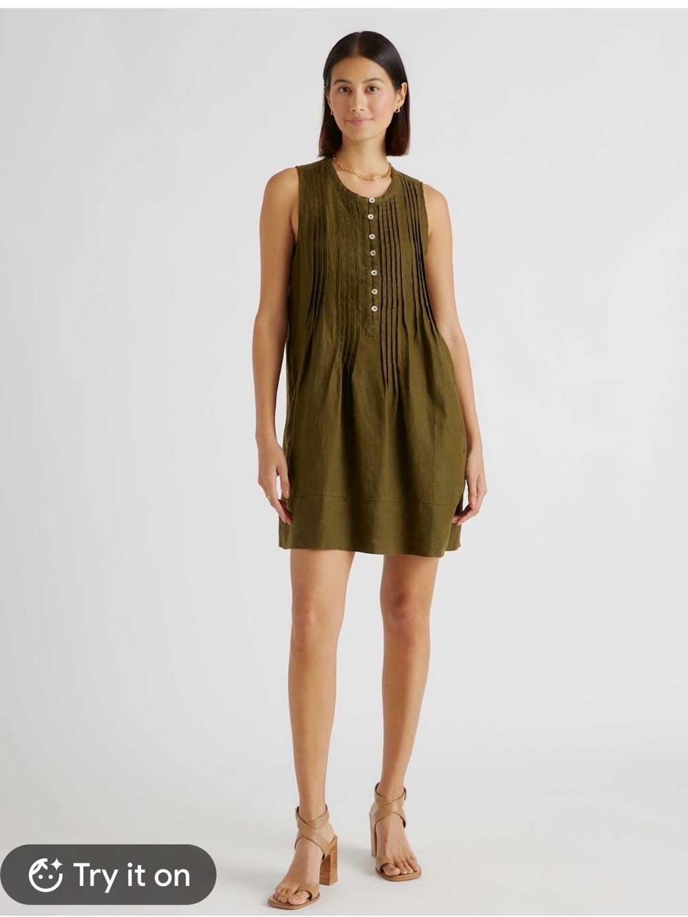 Quince 100% European Linen Sleeveless Swing Dress Small